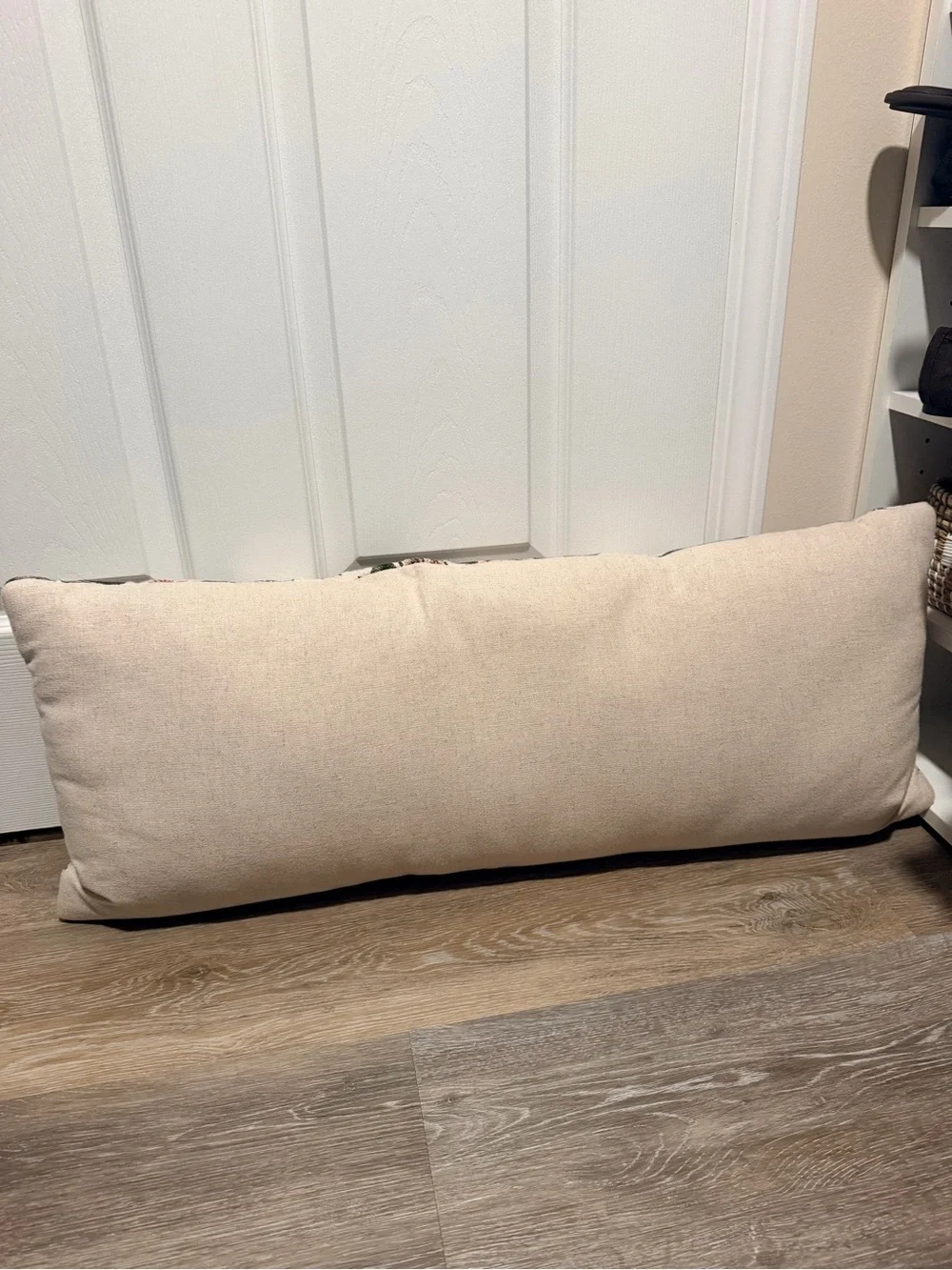 Threshold Cream Lumbar Pillow with Green and Rust Floral Embroidery